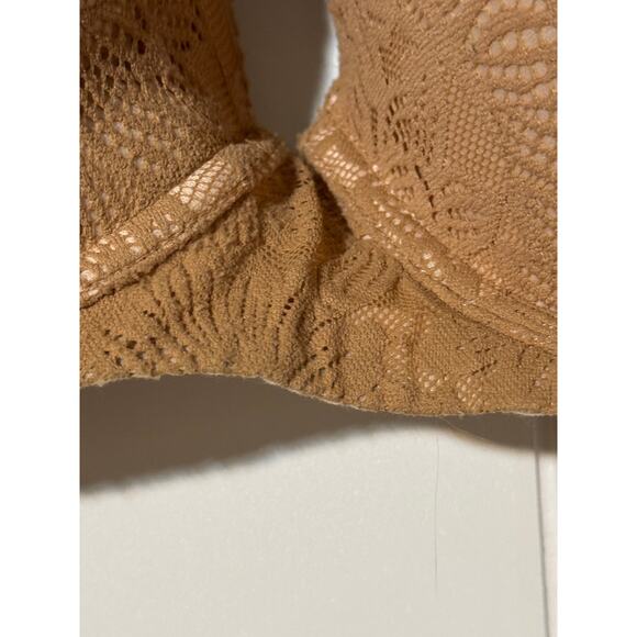 Aerie · 42D · Sunnie Demi Lace Push-Up Bra · Real Good Recycled Nylon · Tan Nude - Picture 7 of 11